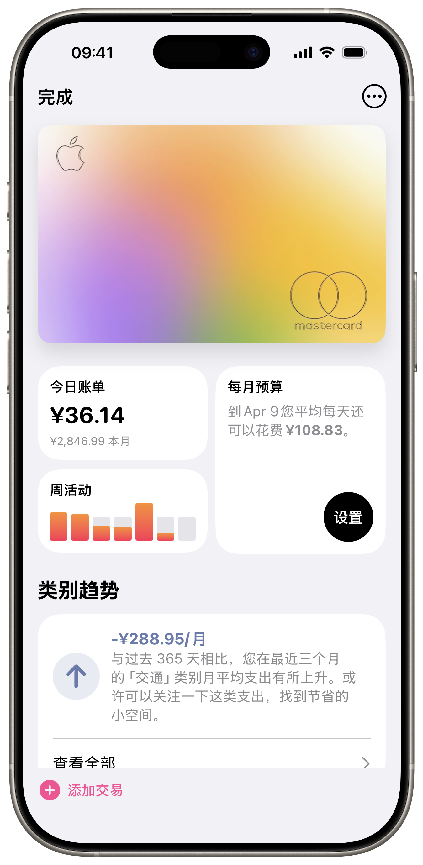 Ledger detail with personalized card theme